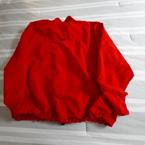 Vtg 90's UZZI Men Red Nylon 1/4 Zip Pull Over Windbreaker Jacket L-XL Navy Trim - Picture 7 of 7